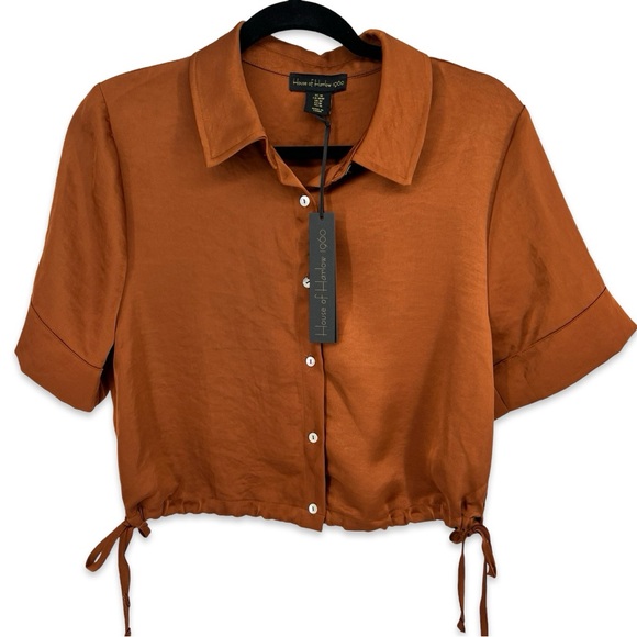 House of Harlow 1960 Tops - HOUSE OF HARLOW 1960 - Button Down Cropped Blouse